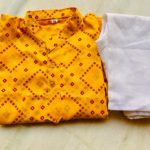 Yellow Semi Silk Kurta and White Pajama Set