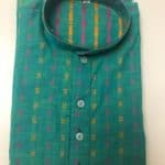 Handloom Marine Green Kurta and White Pajama Set
