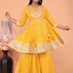 Pastel Yellow Sharara Set