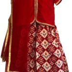 Red patola silk lehenga with cotton top