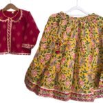 Cotton lehenga in yellow sanganeri print