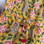 Cotton lehenga in yellow sanganeri print
