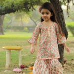 Sanganeri print pink sharara set
