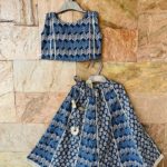 Cotton lehenga set- Indigo blue