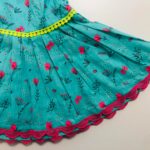 Neon pink top with floral green sharara