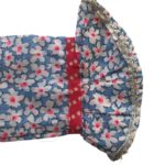 Blue floral print Angrakha top with red bandhani dhoti