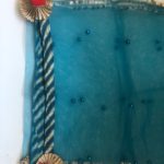 Red grapes print angrakha top with blue leheriya dhoti