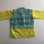 Yellow printed kurta with flamingo print jacket