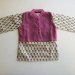 Sanganeri print kurta with leheriya jacket