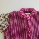 Sanganeri print kurta with leheriya jacket